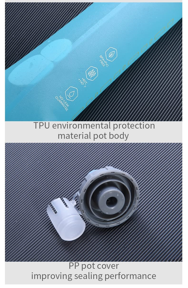 Outdoor Soft Water Bottle TPU /PP 500ML Foldable Soft Flask Pull Switch Water Bottle for Sports Running Cycling