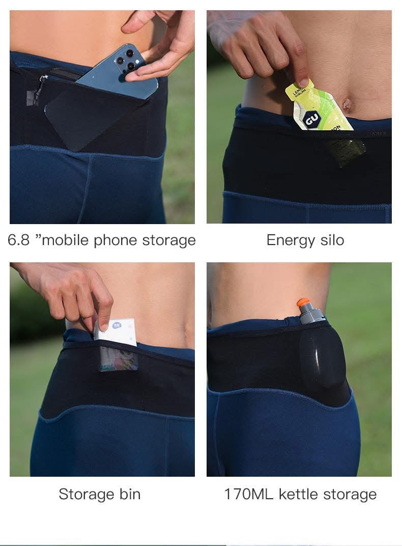 AONIJIE FM5120 Men Sports Compression Pants Lightweight Tight Running Pants Moisture Absorption Wear-resistant Non-slip Black Riding Trousers