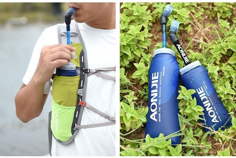 AONIJIE Sport Foldable Water Bag 350ml 600ml Soft Flask BPA Free Water Bottle for Running Marathon Hydration Bladder Pack Vest