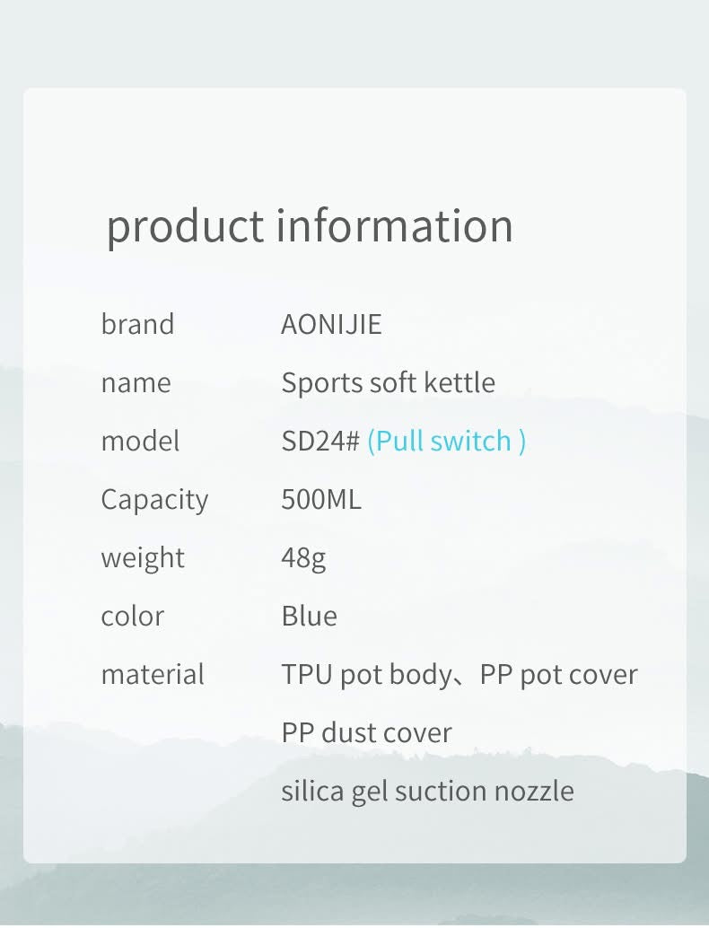 Outdoor Soft Water Bottle TPU /PP 500ML Foldable Soft Flask Pull Switch Water Bottle for Sports Running Cycling