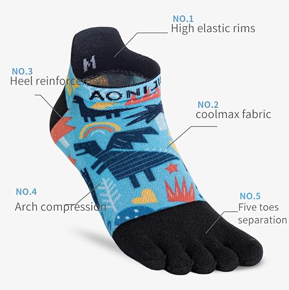AONIJIE Toe Socks for Men Women Athletic Running Five Finger Socks