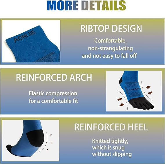 Toe Socks for Men and Women High Performance Athletic Running Five Finger Quarter Socks