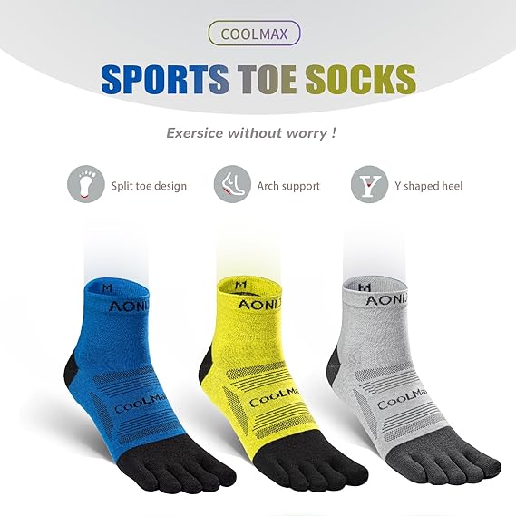 Toe Socks for Men and Women High Performance Athletic Running Five Finger Quarter Socks