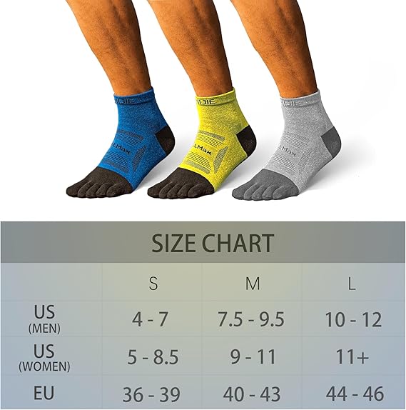 Toe Socks for Men and Women High Performance Athletic Running Five Finger Quarter Socks