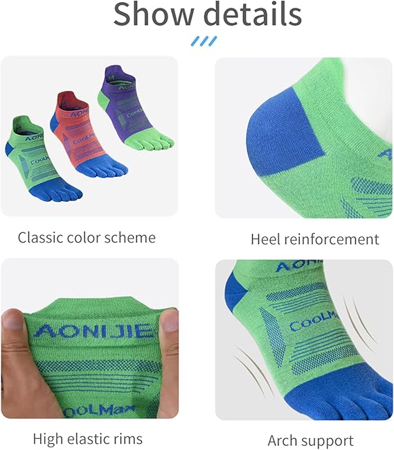 Toe Socks for Men and Women High Performance Athletic Running Five Finger Ankle Socks