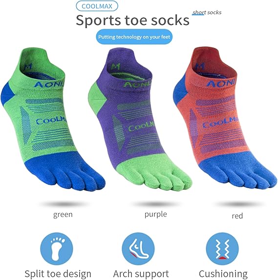 Toe Socks for Men and Women High Performance Athletic Running Five Finger Ankle Socks