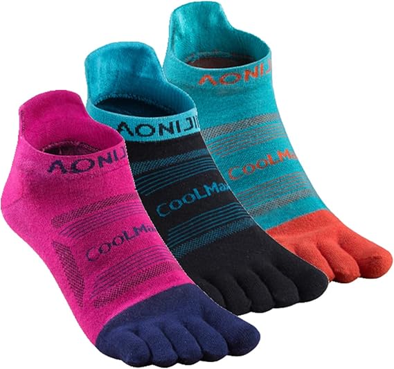 AONIJIE Sports Socks Athletic Five Toe Socks for Men Women Running Hiking Wicking Crew Low Cut