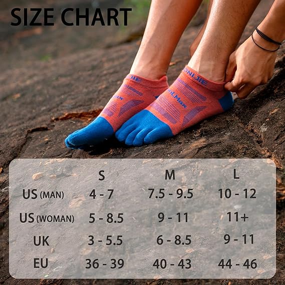 Toe Socks for Men and Women High Performance Athletic Running Five Finger Ankle Socks