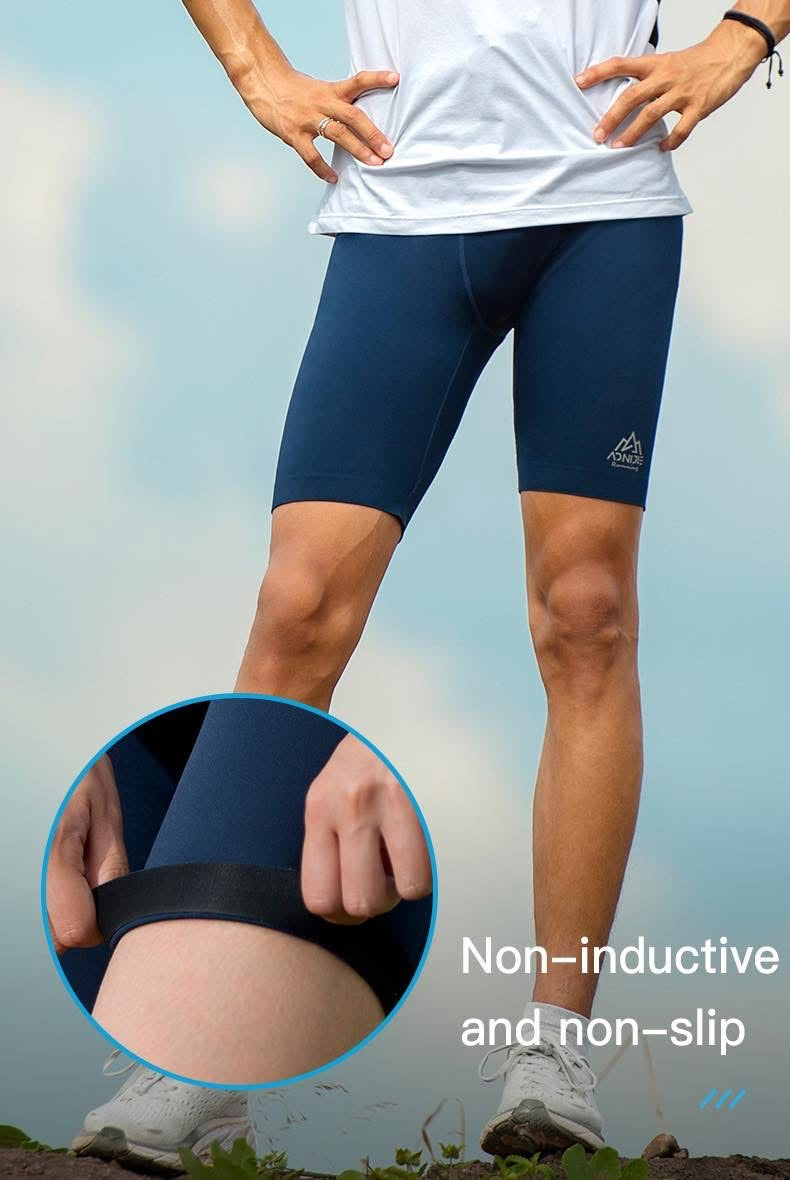 AONIJIE FM5120 Men Sports Compression Pants Lightweight Tight Running Pants Moisture Absorption Wear-resistant Non-slip Black Riding Trousers