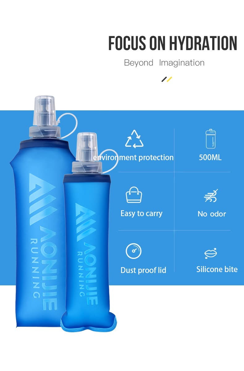 Outdoor TPU Sports Water Bottle Foldable Soft Water Bag 250ML/500ML Off Road Running Soft Flask for Marathon Riding