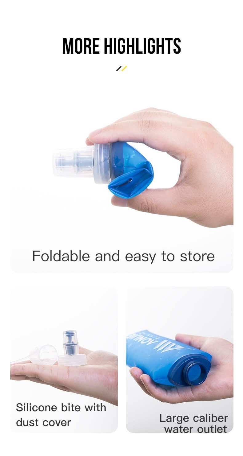 Outdoor TPU Sports Water Bottle Foldable Soft Water Bag 250ML/500ML Off Road Running Soft Flask for Marathon Riding