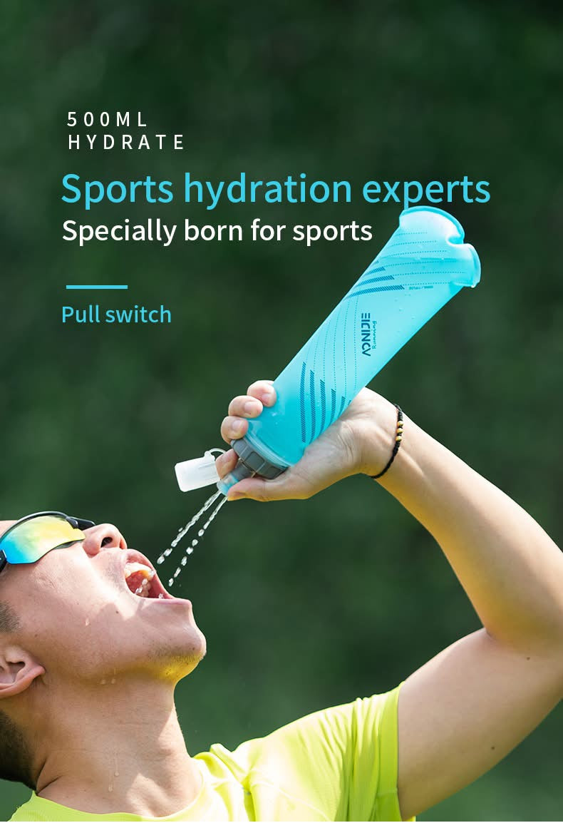 Outdoor Soft Water Bottle TPU /PP 500ML Foldable Soft Flask Pull Switch Water Bottle for Sports Running Cycling