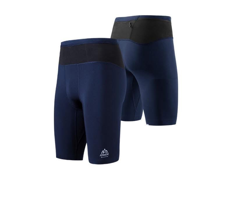 AONIJIE FM5120 Men Sports Compression Pants Lightweight Tight Running Pants Moisture Absorption Wear-resistant Non-slip Black Riding Trousers