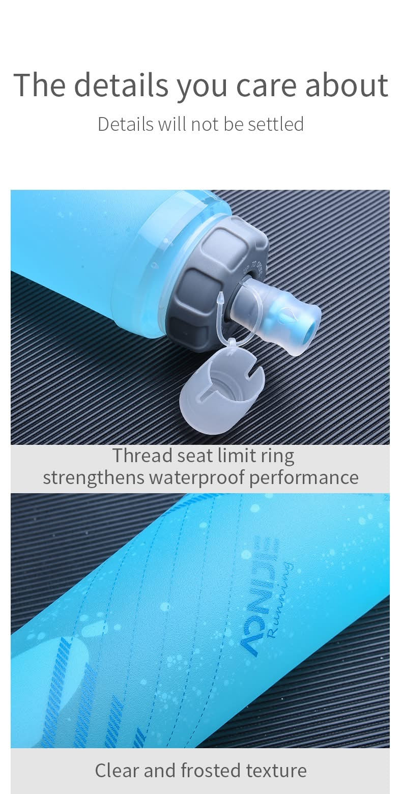 Outdoor Soft Water Bottle TPU /PP 500ML Foldable Soft Flask Pull Switch Water Bottle for Sports Running Cycling